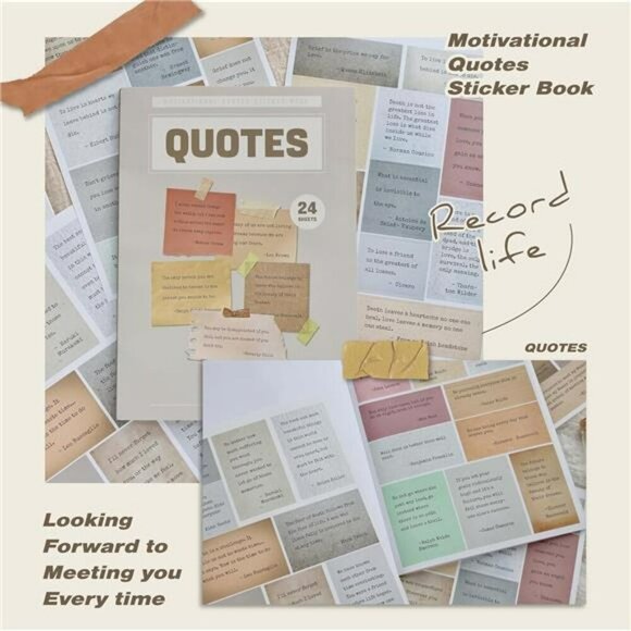 Vintage Quote Sticker Pad 246 Pcs Motivational Journal Scrapbook Stickers - Picture 2 of 7